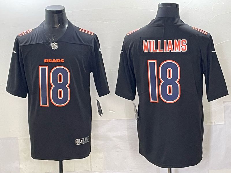Men 2025 Nike Chicago Bears 18 Williams Black Limited NFL Jersey style 011